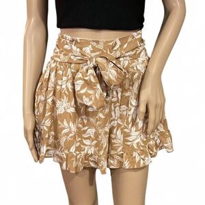 Women’s Tan Floral Tie-Waist Skort